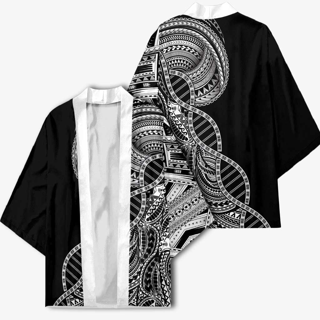 Samoan DNA Art Tattoo Kimono Polynesian Pattern Black Color