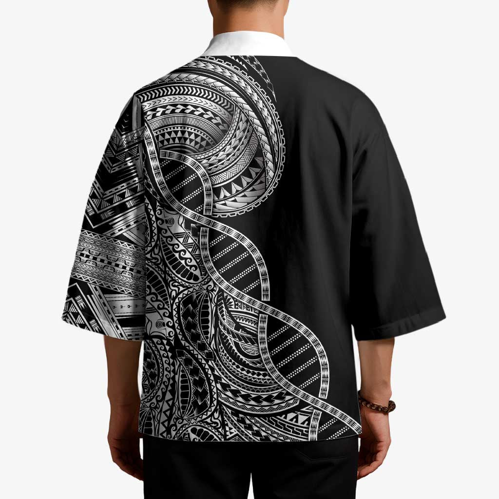 Samoan DNA Art Tattoo Kimono Polynesian Pattern Black Color