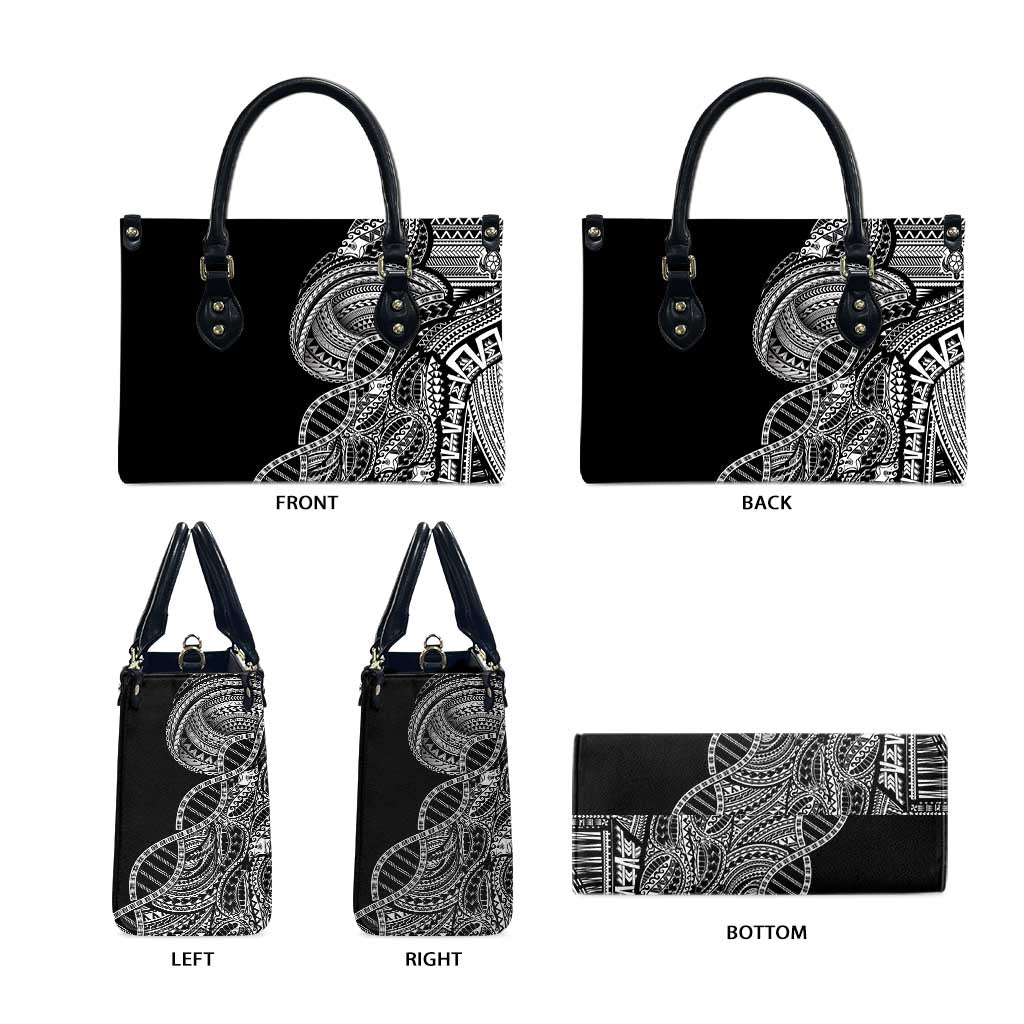 Samoan DNA Art Tattoo Leather Bag Polynesian Pattern Black Color LT03 - Polynesian Pride