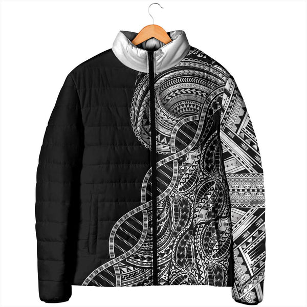 Samoan DNA Art Tattoo Padded Jacket Polynesian Pattern Black Color LT03