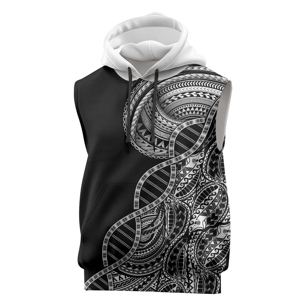 Samoan DNA Art Tattoo Sleeveless Hoodie Polynesian Pattern Black Color LT03 Black - Polynesian Pride
