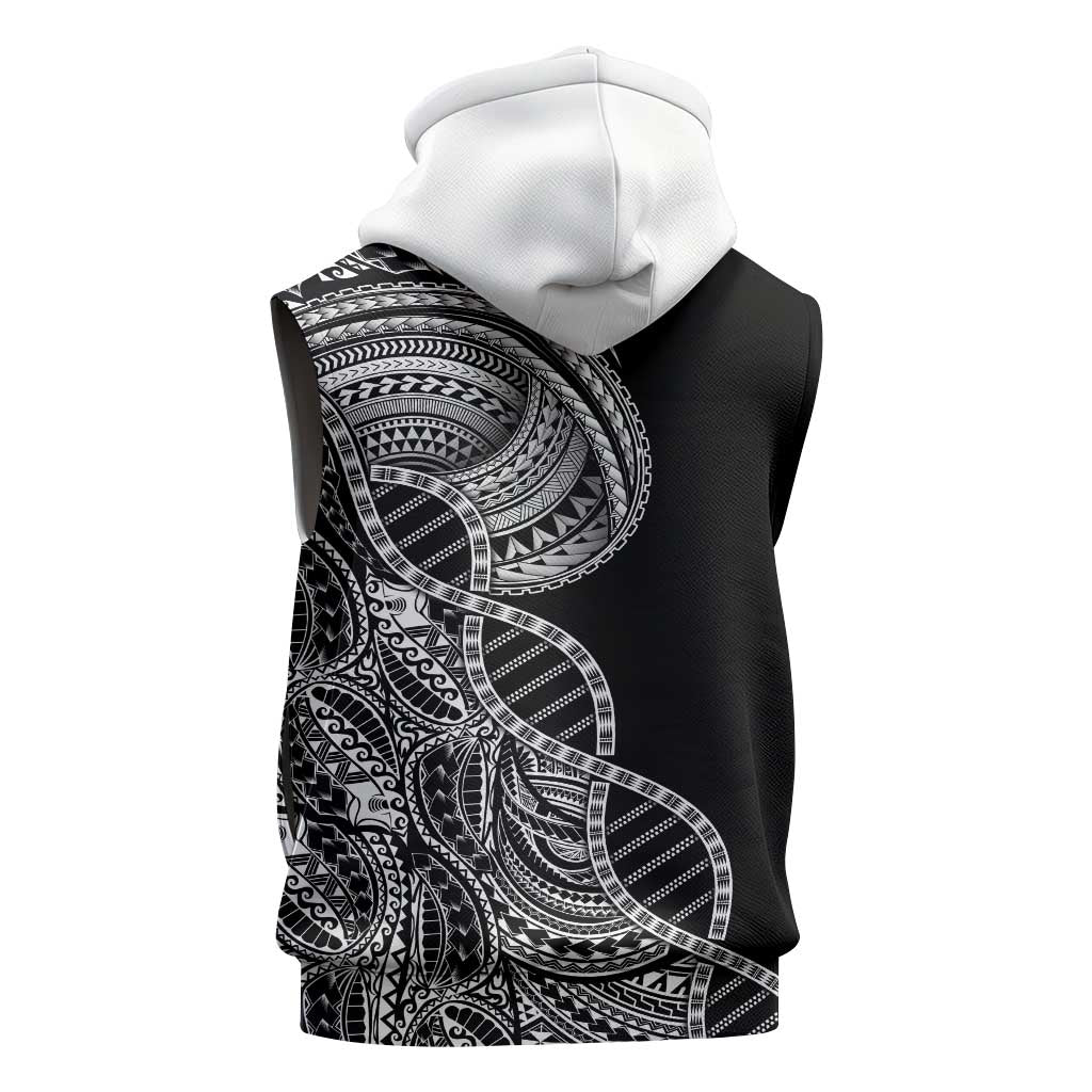 Samoan DNA Art Tattoo Sleeveless Hoodie Polynesian Pattern Black Color LT03 - Polynesian Pride