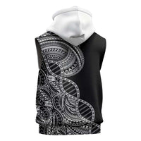 Samoan DNA Art Tattoo Sleeveless Zip Hoodie Polynesian Pattern Black Color LT03 - Polynesian Pride