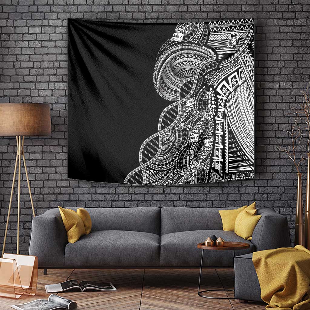 Samoan DNA Art Tattoo Tapestry Polynesian Pattern Black Color