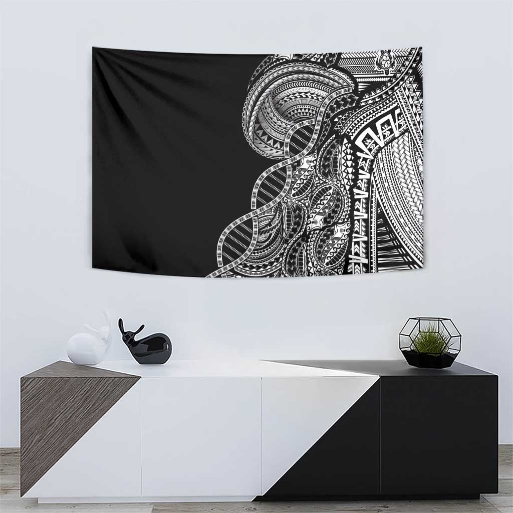 Samoan DNA Art Tattoo Tapestry Polynesian Pattern Black Color