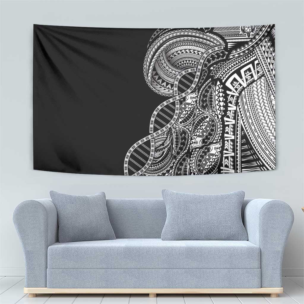 Samoan DNA Art Tattoo Tapestry Polynesian Pattern Black Color
