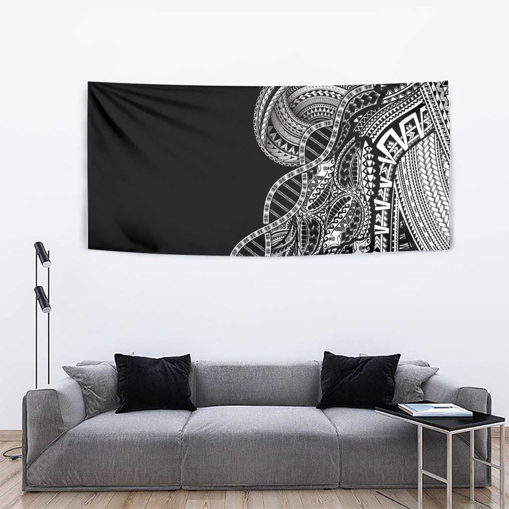 Samoan DNA Art Tattoo Tapestry Polynesian Pattern Black Color