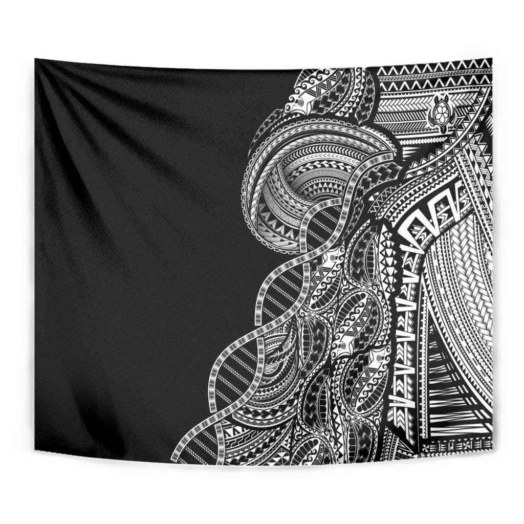 Samoan DNA Art Tattoo Tapestry Polynesian Pattern Black Color