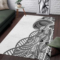 Samoan DNA Art Tattoo Area Rug Polynesian Pattern White Color LT03 White - Polynesian Pride