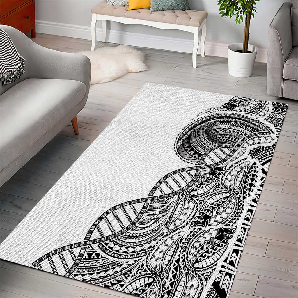 Samoan DNA Art Tattoo Area Rug Polynesian Pattern White Color LT03 - Polynesian Pride