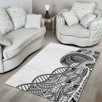 Samoan DNA Art Tattoo Area Rug Polynesian Pattern White Color LT03 - Polynesian Pride