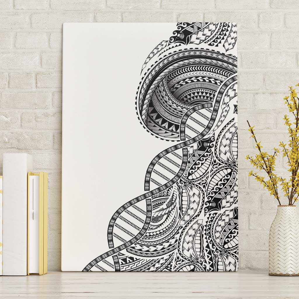 Samoan DNA Art Tattoo Canvas Wall Art Polynesian Pattern White Color