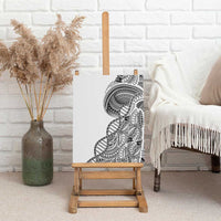 Samoan DNA Art Tattoo Canvas Wall Art Polynesian Pattern White Color