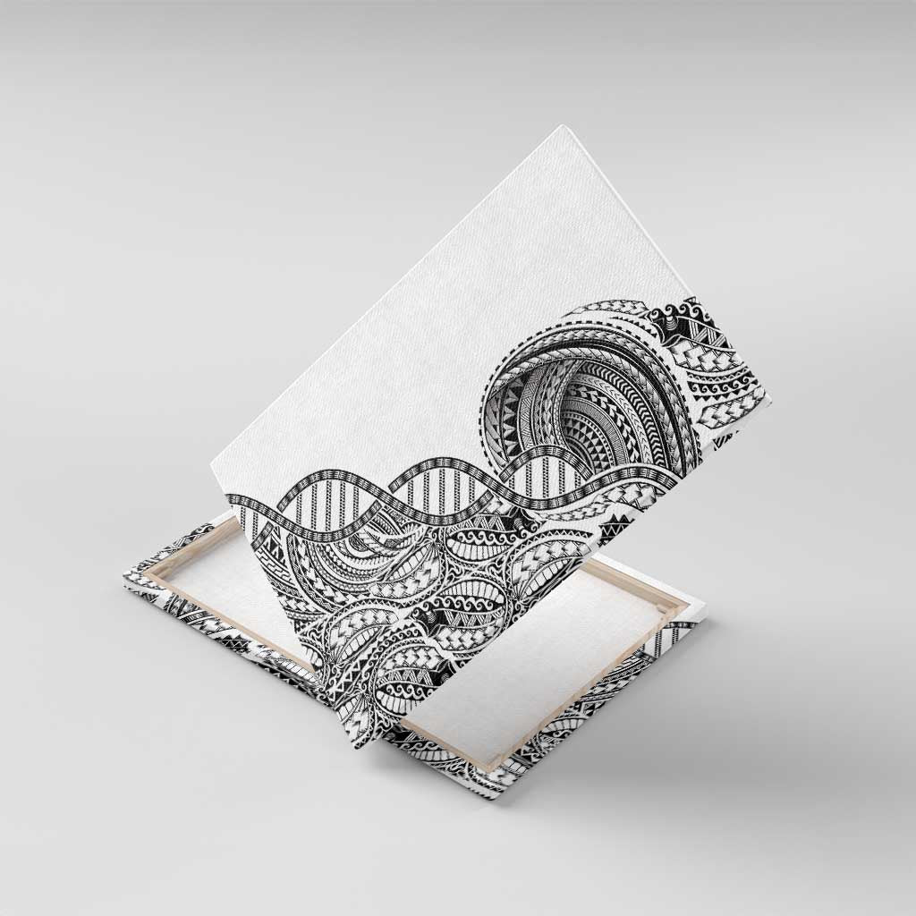 Samoan DNA Art Tattoo Canvas Wall Art Polynesian Pattern White Color