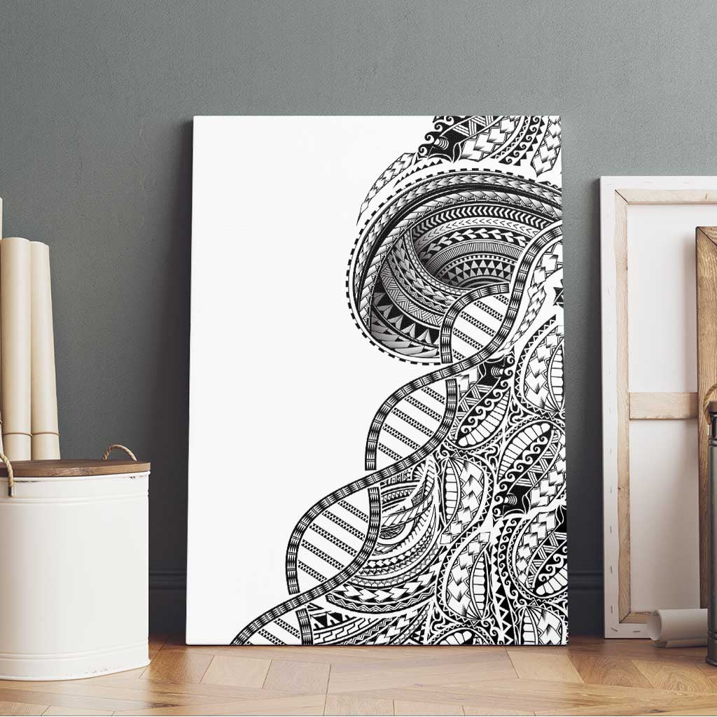 Samoan DNA Art Tattoo Canvas Wall Art Polynesian Pattern White Color