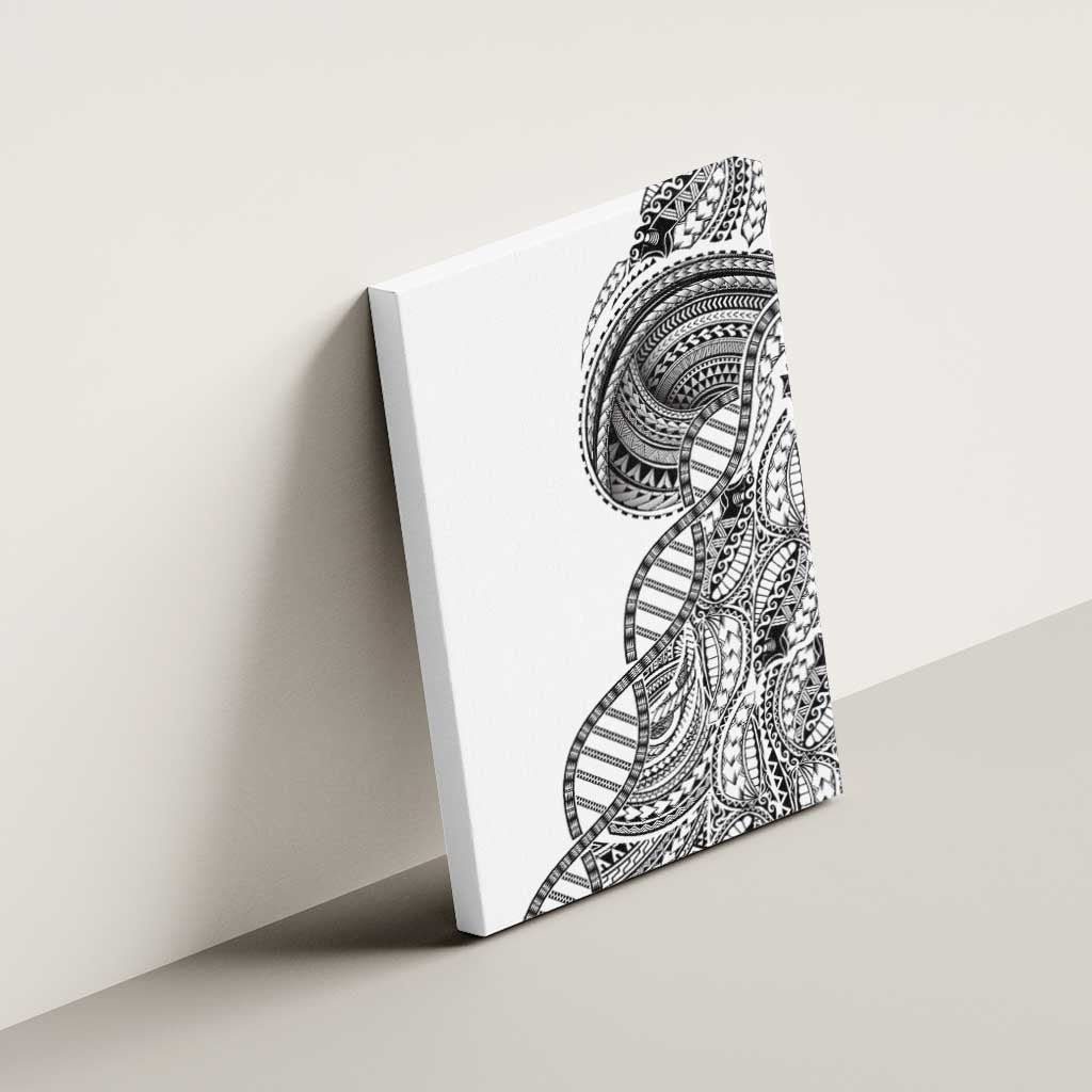 Samoan DNA Art Tattoo Canvas Wall Art Polynesian Pattern White Color