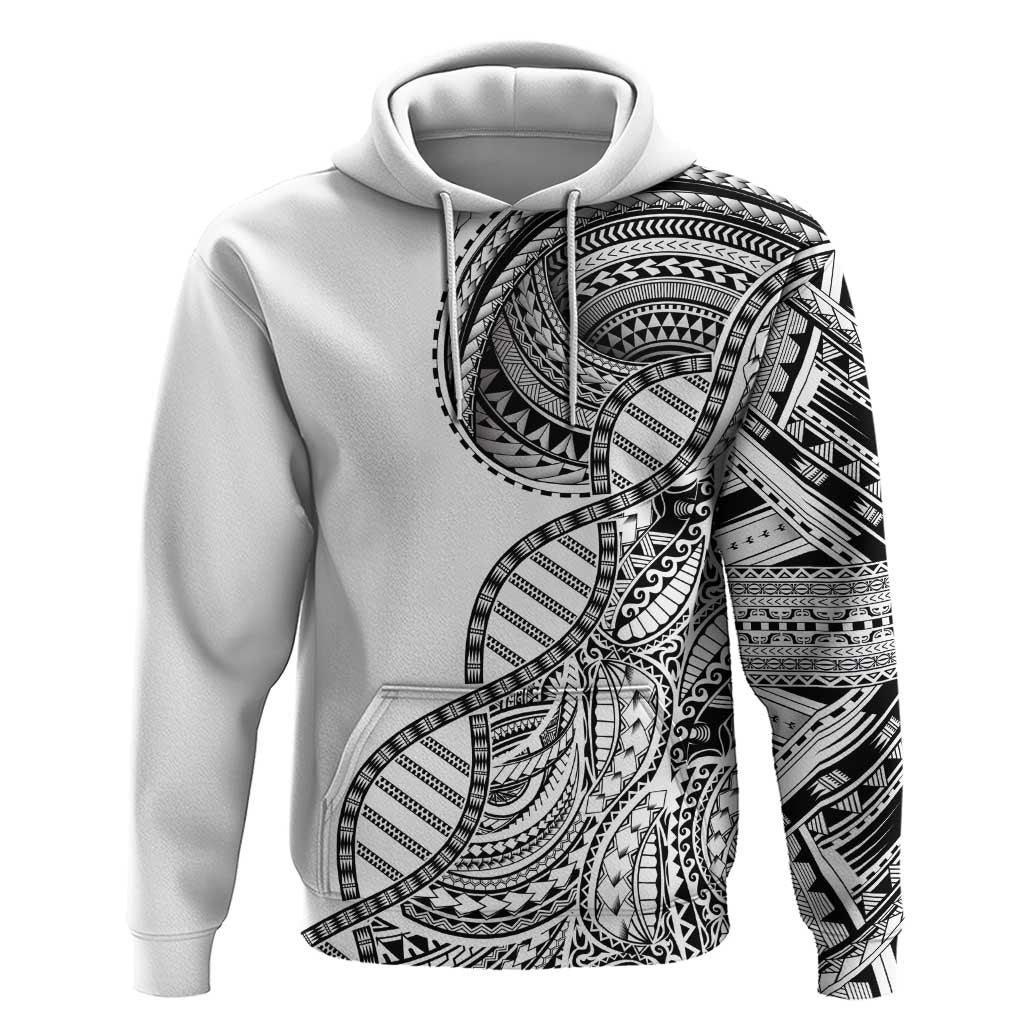 Samoan DNA Art Tattoo Hoodie Polynesian Pattern White Color