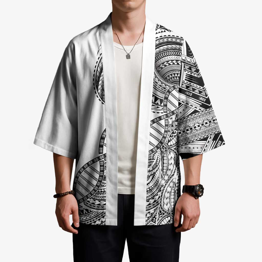 Samoan DNA Art Tattoo Kimono Polynesian Pattern White Color