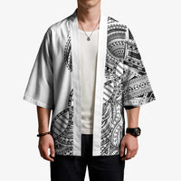 Samoan DNA Art Tattoo Kimono Polynesian Pattern White Color