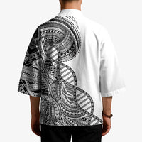 Samoan DNA Art Tattoo Kimono Polynesian Pattern White Color