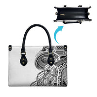 Samoan DNA Art Tattoo Leather Bag Polynesian Pattern White Color