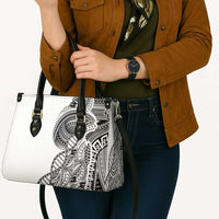 Samoan DNA Art Tattoo Leather Bag Polynesian Pattern White Color