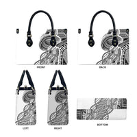 Samoan DNA Art Tattoo Leather Bag Polynesian Pattern White Color
