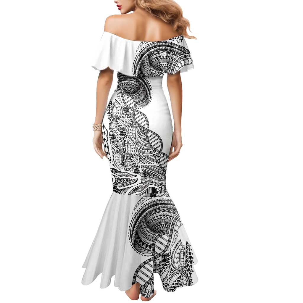 Samoan DNA Art Tattoo Mermaid Dress Polynesian Pattern White Color LT03 - Polynesian Pride