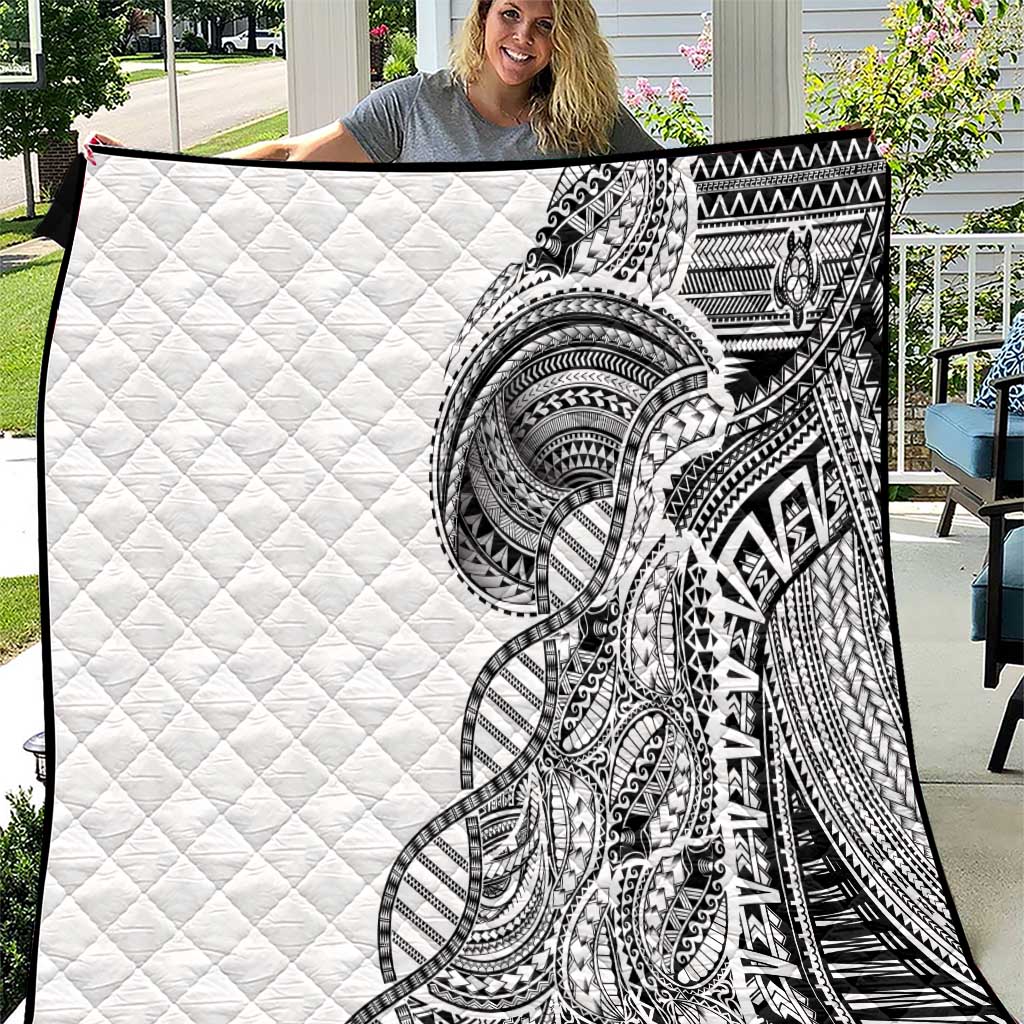 Samoan DNA Art Tattoo Quilt Polynesian Pattern White Color