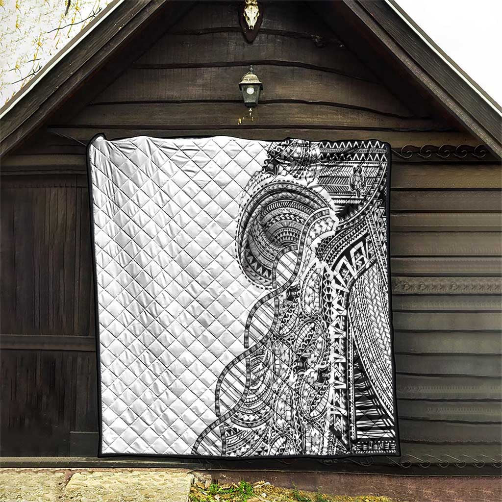 Samoan DNA Art Tattoo Quilt Polynesian Pattern White Color