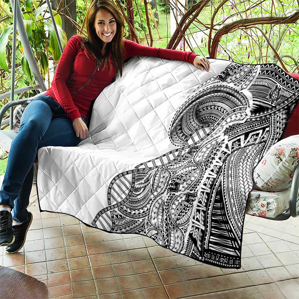 Samoan DNA Art Tattoo Quilt Polynesian Pattern White Color