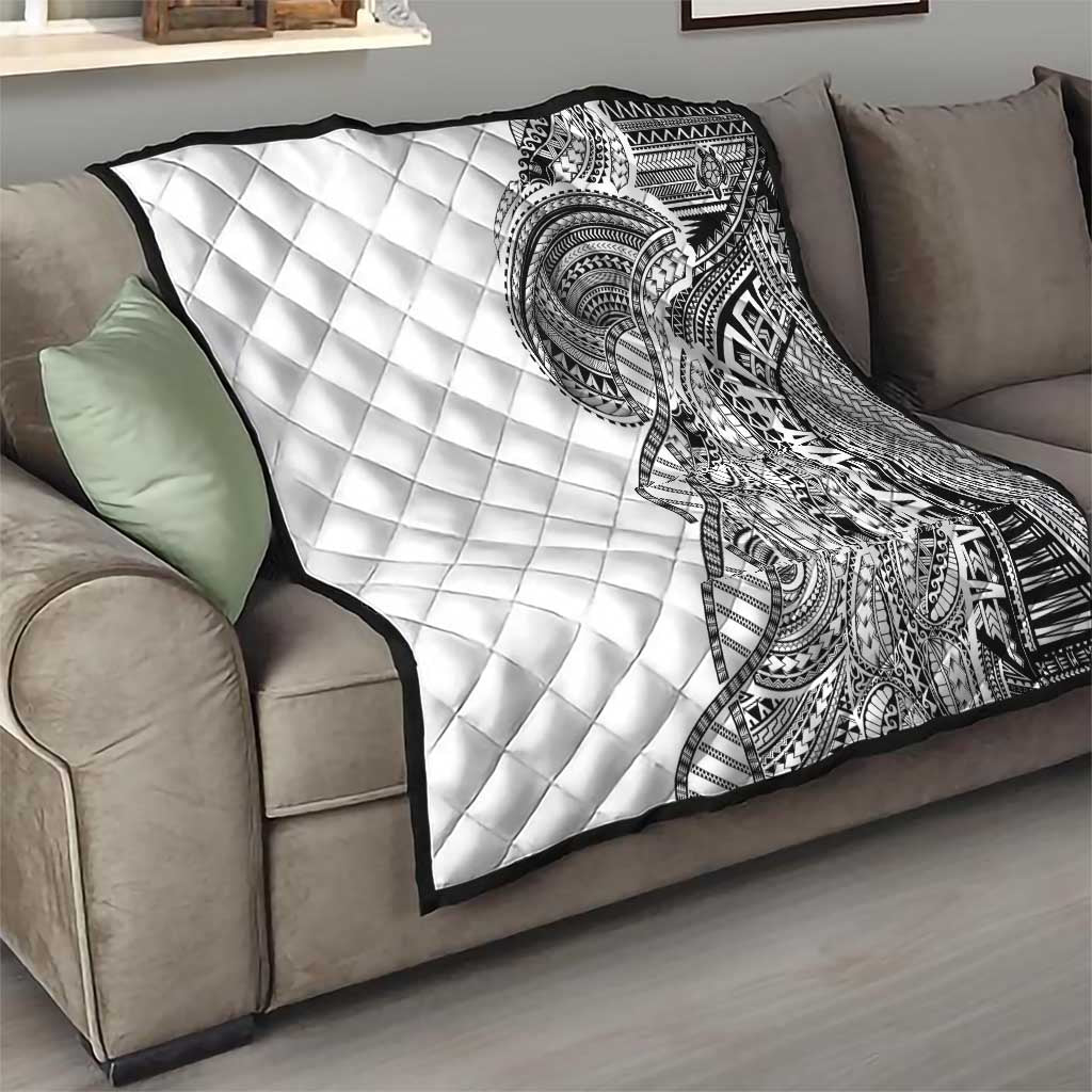 Samoan DNA Art Tattoo Quilt Polynesian Pattern White Color