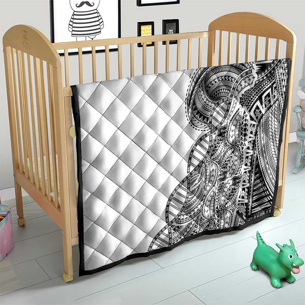 Samoan DNA Art Tattoo Quilt Polynesian Pattern White Color