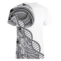 Samoan DNA Art Tattoo Women V-Neck T-Shirt Polynesian Pattern White Color LT03 - Polynesian Pride