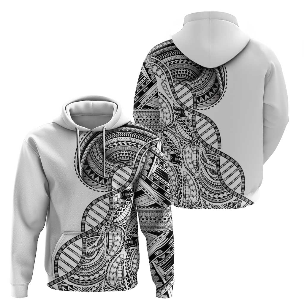 Samoan DNA Art Tattoo Zip Hoodie Polynesian Pattern White Color LT03 - Polynesian Pride