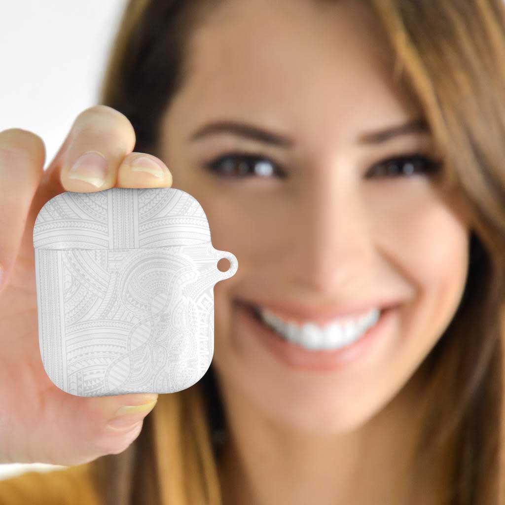 Samoan DNA Art Tattoo AirPods Case Polynesian Pattern All White LT03 - Polynesian Pride