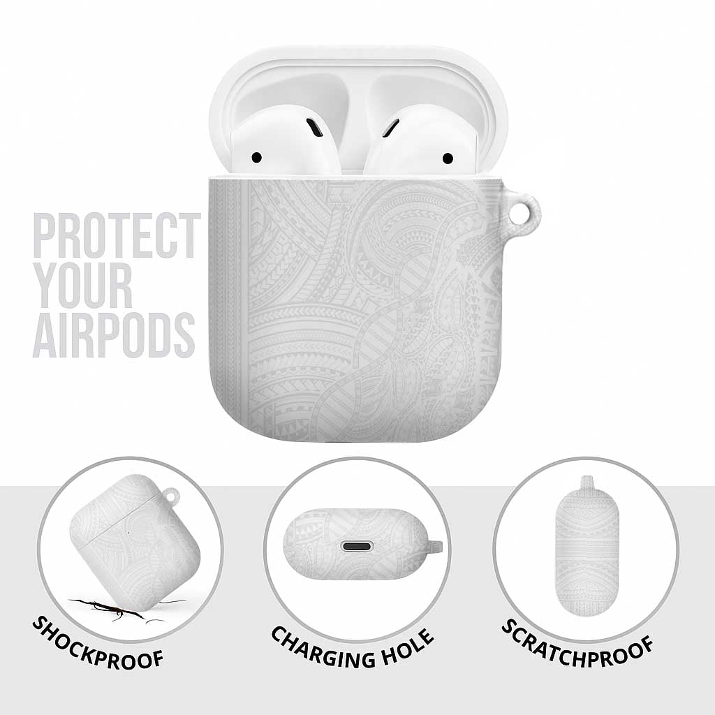 Samoan DNA Art Tattoo AirPods Case Polynesian Pattern All White LT03 - Polynesian Pride