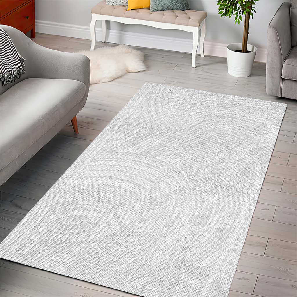 Samoan DNA Art Tattoo Area Rug Polynesian Pattern All White LT03 - Polynesian Pride