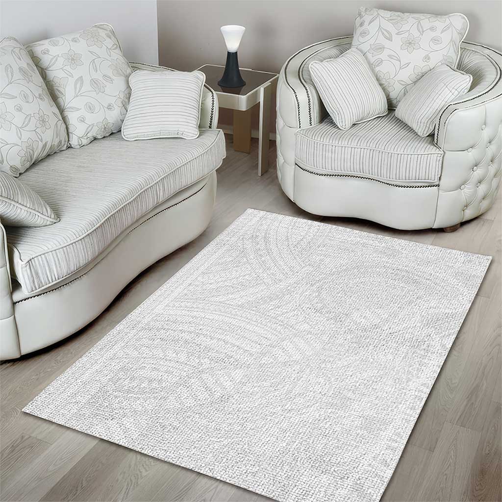 Samoan DNA Art Tattoo Area Rug Polynesian Pattern All White LT03 - Polynesian Pride