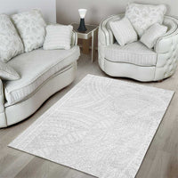 Samoan DNA Art Tattoo Area Rug Polynesian Pattern All White LT03 - Polynesian Pride