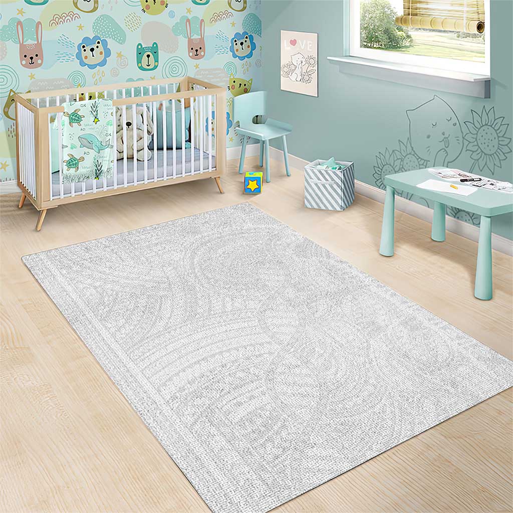 Samoan DNA Art Tattoo Area Rug Polynesian Pattern All White LT03 - Polynesian Pride