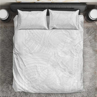 Samoan DNA Art Tattoo Bedding Set Polynesian Pattern All White