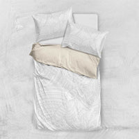 Samoan DNA Art Tattoo Bedding Set Polynesian Pattern All White