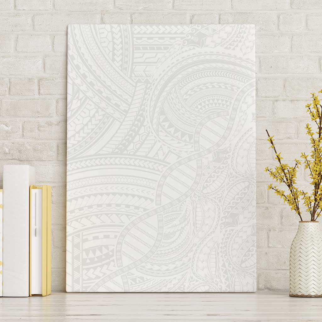 Samoan DNA Art Tattoo Canvas Wall Art Polynesian Pattern All White