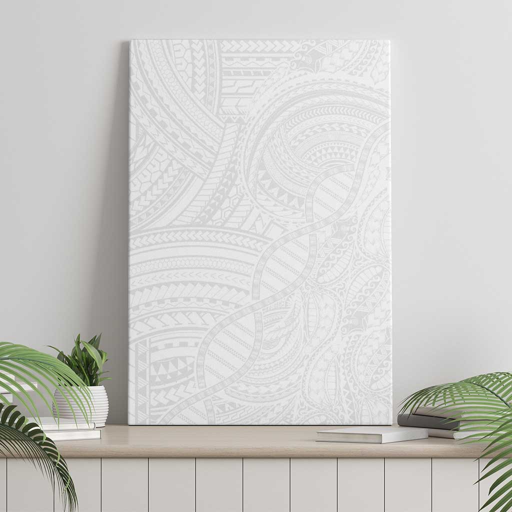 Samoan DNA Art Tattoo Canvas Wall Art Polynesian Pattern All White