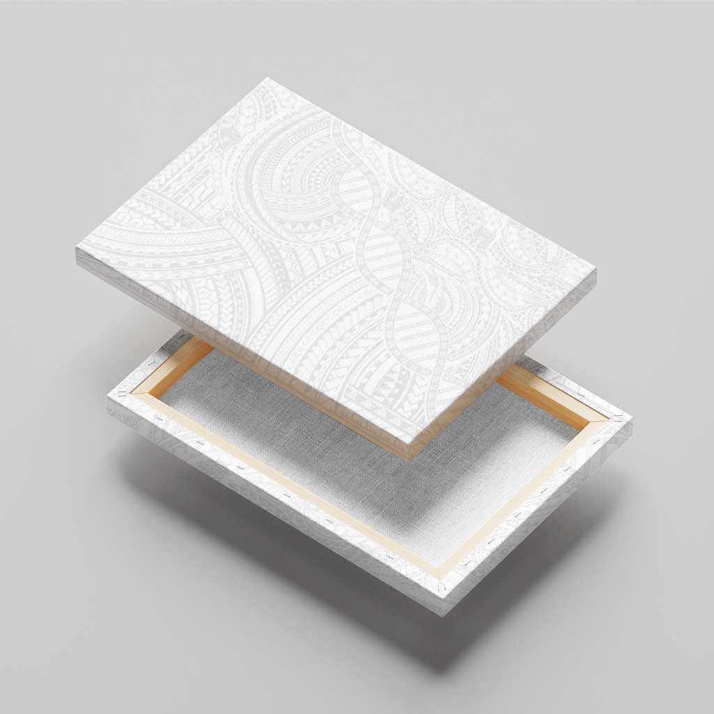 Samoan DNA Art Tattoo Canvas Wall Art Polynesian Pattern All White