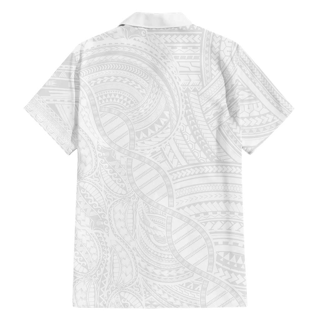 Samoan DNA Art Tattoo Family Matching Off Shoulder Maxi Dress and Hawaiian Shirt Polynesian Pattern All White