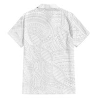 Samoan DNA Art Tattoo Family Matching Off Shoulder Maxi Dress and Hawaiian Shirt Polynesian Pattern All White