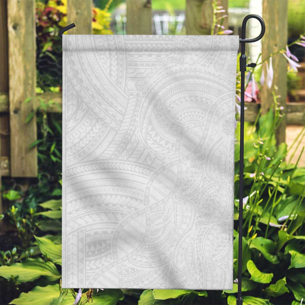 Samoan DNA Art Tattoo Garden Flag Polynesian Pattern All White LT03 Garden Flag White - Polynesian Pride