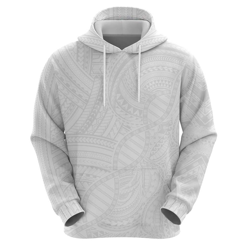 Samoan DNA Art Tattoo Hoodie Polynesian Pattern All White LT03 - Polynesian Pride